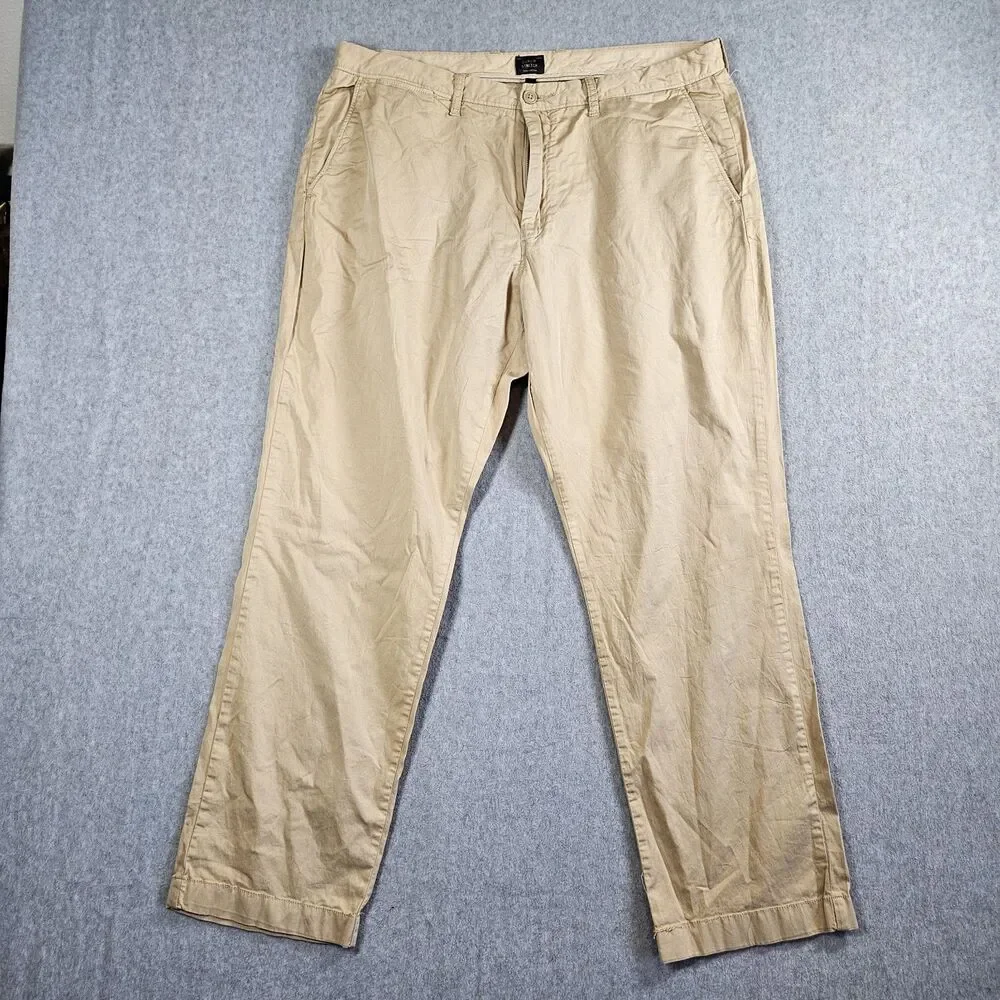 J Crew Stretch Chino Pants Mens 36x30 Brown Cotton Casual Office Work Khaki
